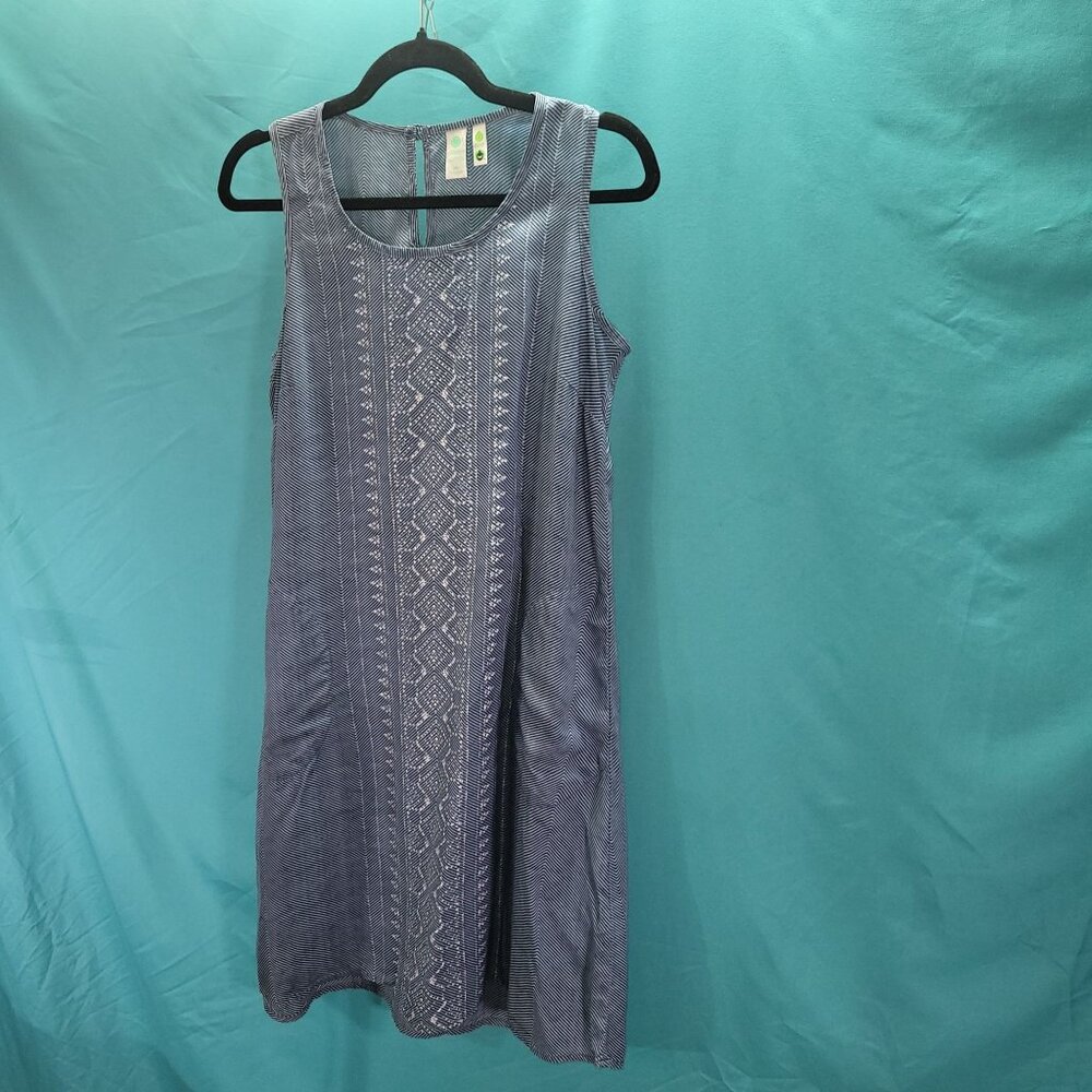 Aventura Womens Sleeveless Dress XS Blue & White Geometric Pattern 100% Modal